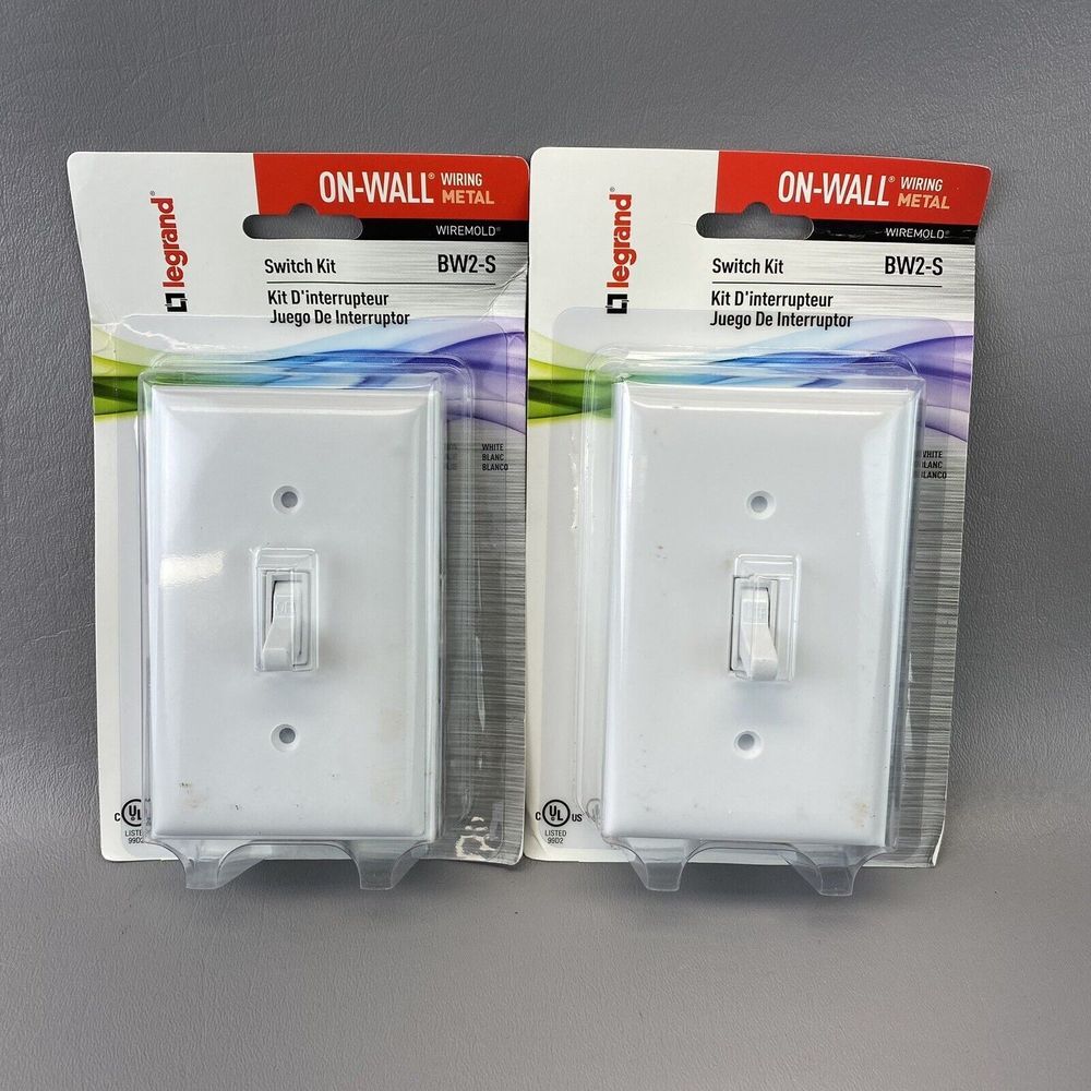 Legrand BW2-S Metal Outlet Box/Faceplate Switch Kit White Lot‎ of 2 New